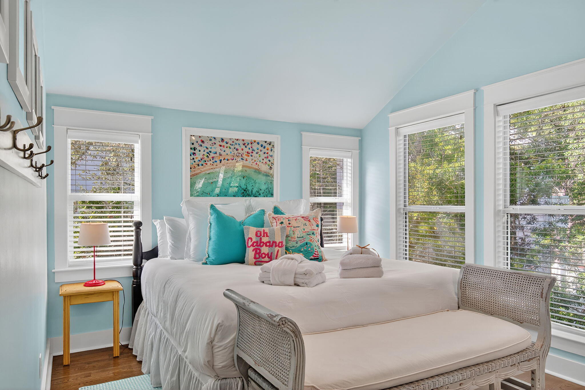 335 San Juan Avenue Santa Rosa Beach, FL 32459 - Photo 23 of 39 a bedroom with a bed and large windows