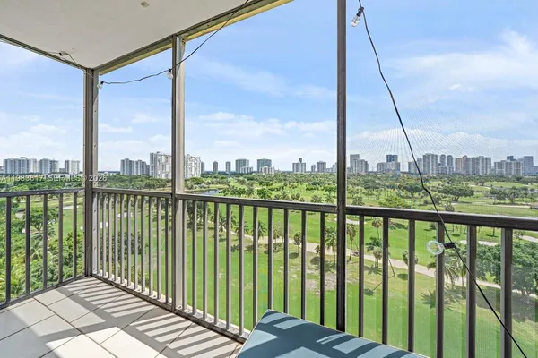 a view of a city from a balcony