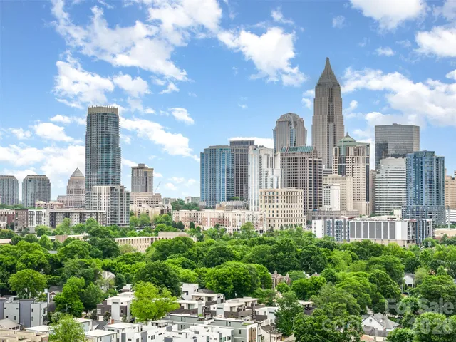 a view of a city that has tall buildings