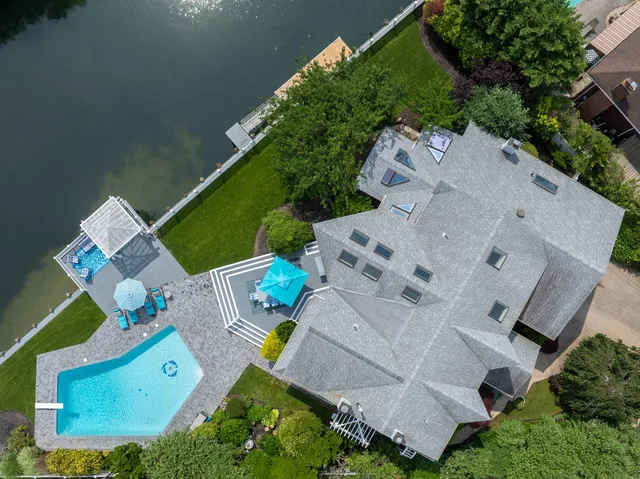 an aerial view of a house