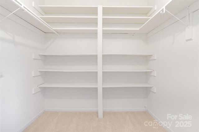 a view of walk in closet with empty racks