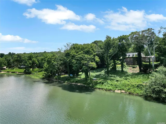 a view of a lake with houses