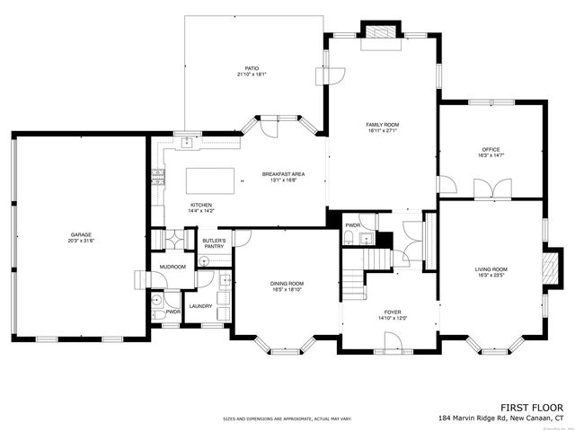 an aerial view of a kitchen