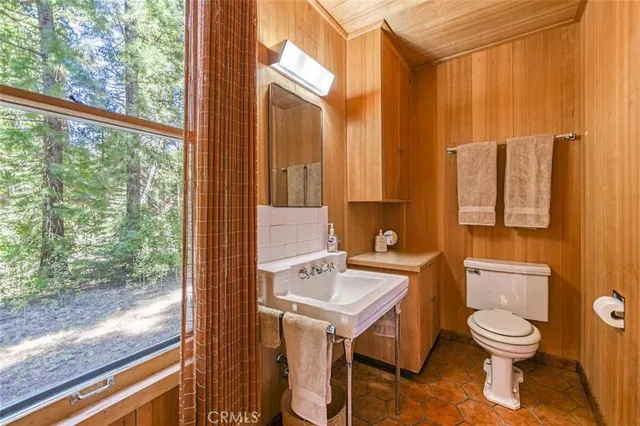 a bathroom with a toilet a sink and a mirror