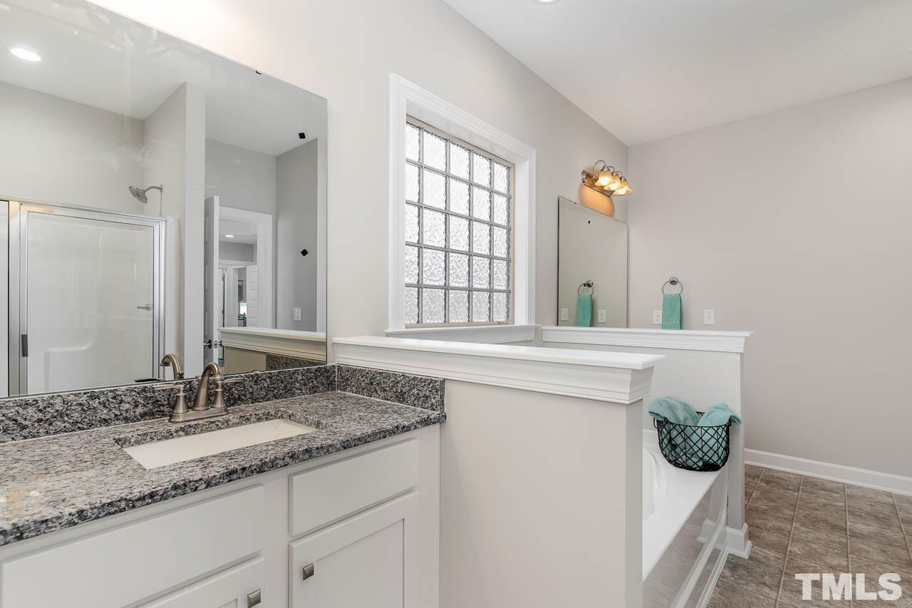 1191 Denning Road Angier, NC 27501 - Photo 23 of 25 a bathroom with a granite countertop sink and mirror