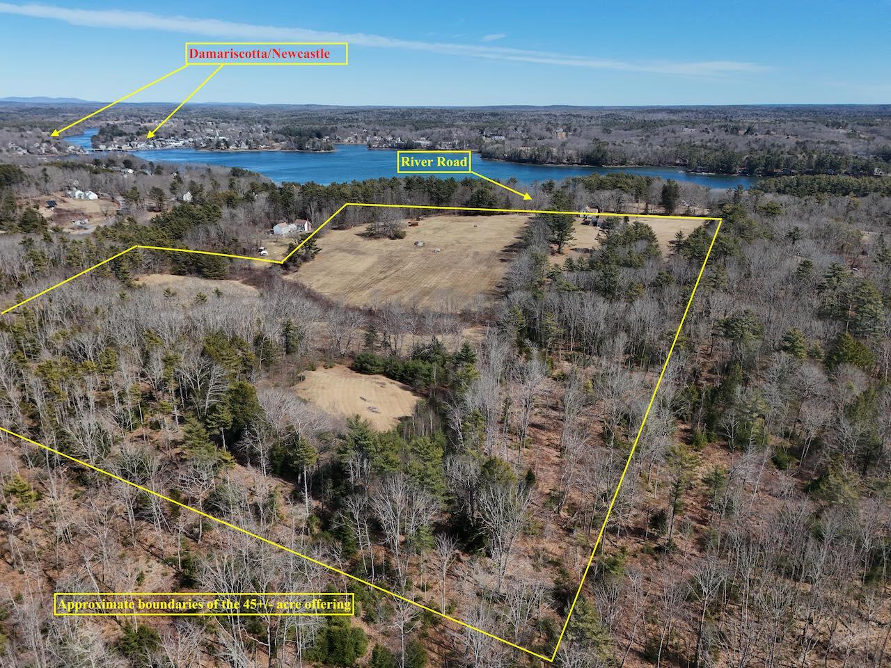 219 River Road Newcastle, ME 04553 - Photo 3 of 34 Aerial 45 acre Approximate Boundaries