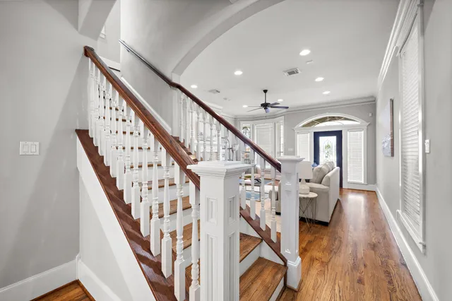 a view of entryway with wooden floor
