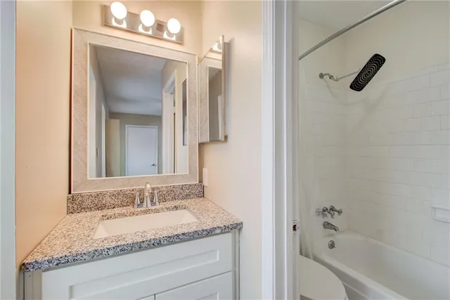 a bathroom with a bathtub