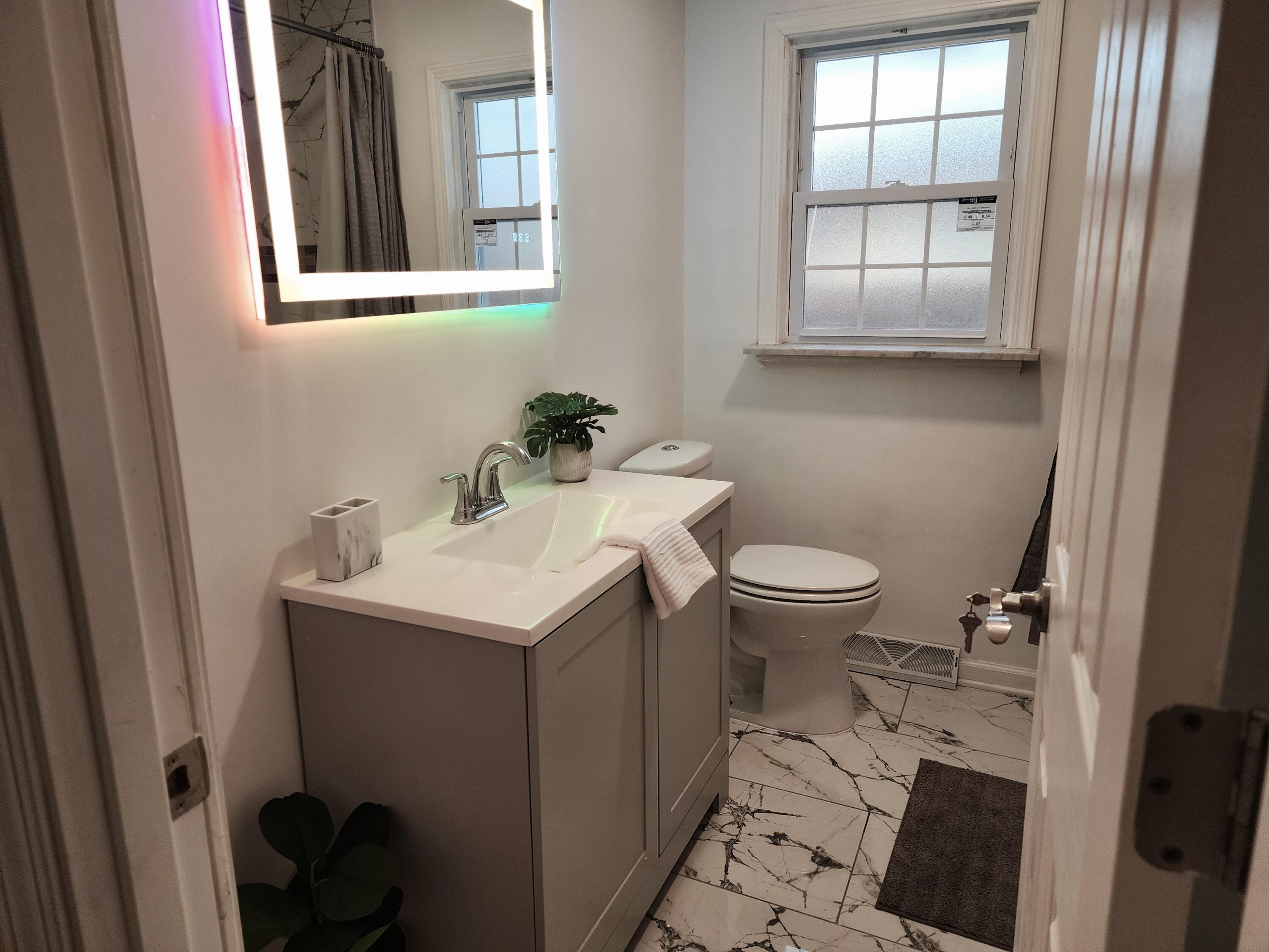 851 Johnson Street Gary, IN 46402 - Photo 10 of 24 a bathroom with a sink toilet and window