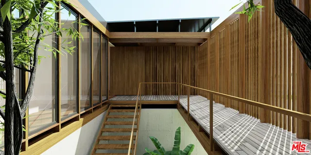 a view of balcony with a potted plant