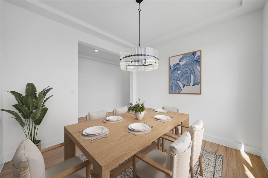 587 Mayfair Lane Frisco, TX 75033 - Photo 33 of 36 Dining area with wood finished floors and recessed lighting