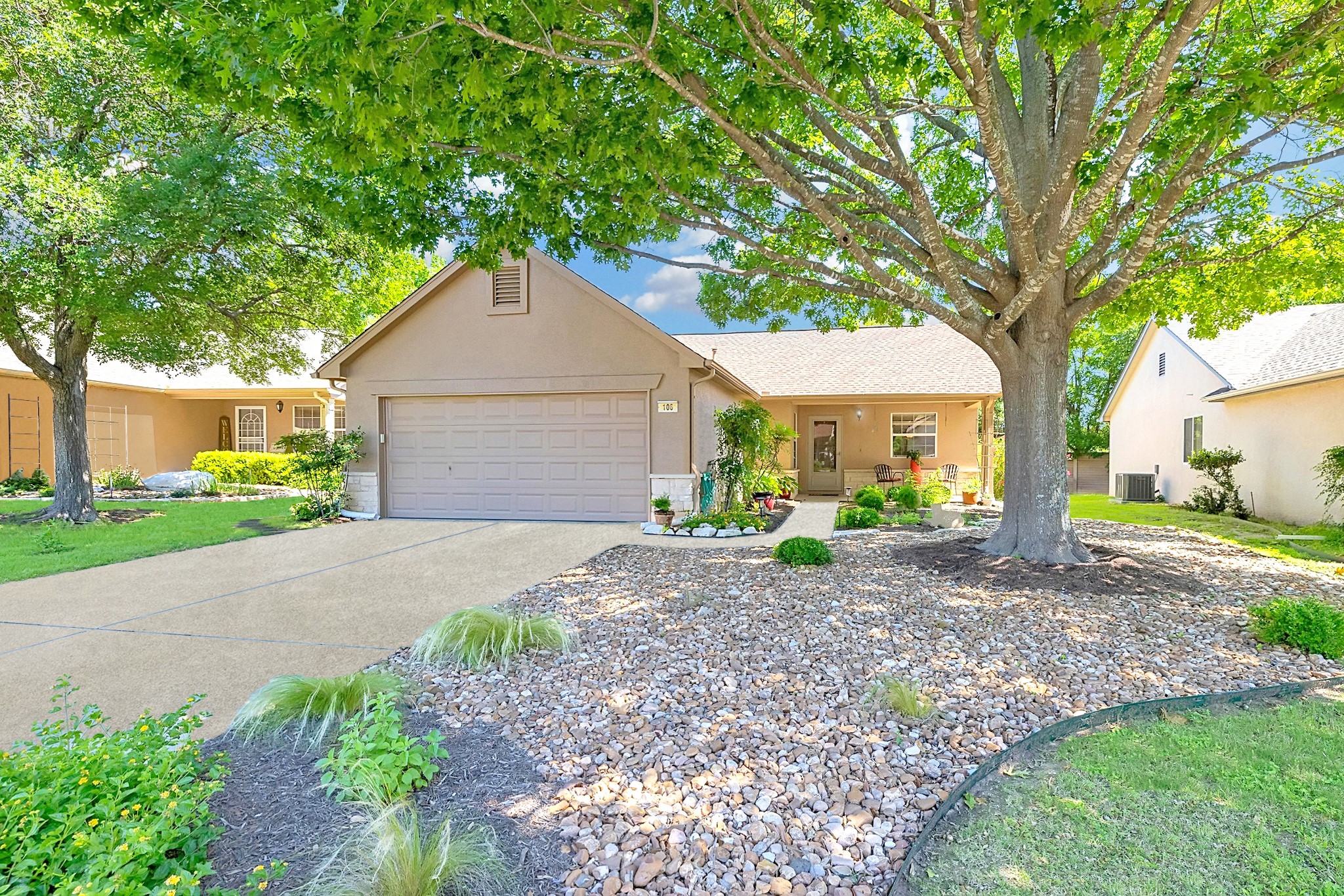 106 Whitewing Way Georgetown, TX 78633 - Photo 1 of 1 Enjoy curb appeal with a mature shade casting Red Oak Tree and professionally landscaped front yard.