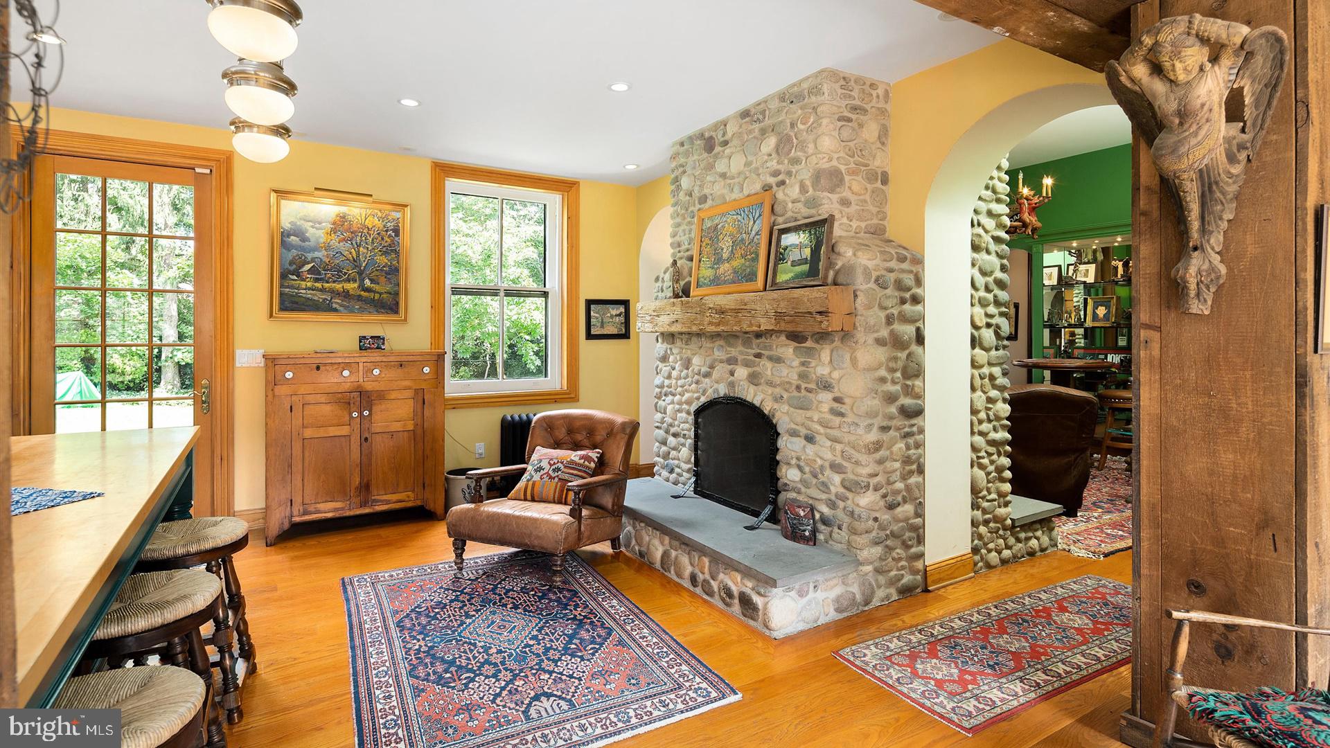 68 Library Place Princeton, NJ 08540 - Photo 20 of 34 Chef's Kitchen - Two-sided River Rock fireplace