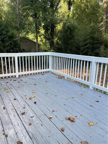 a view of a wooden deck