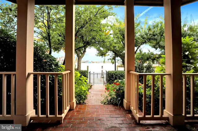 a view of a balcony with garden