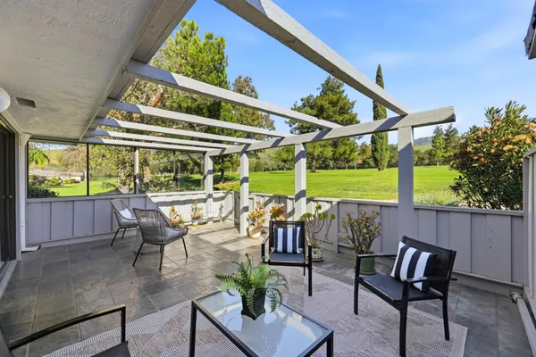 a outdoor living space with furniture