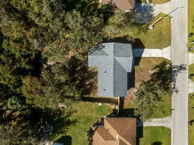 an aerial view of a house