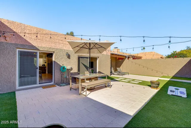 an aerial view of a house having outdoor space