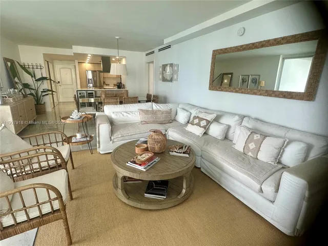 a living room with a bed