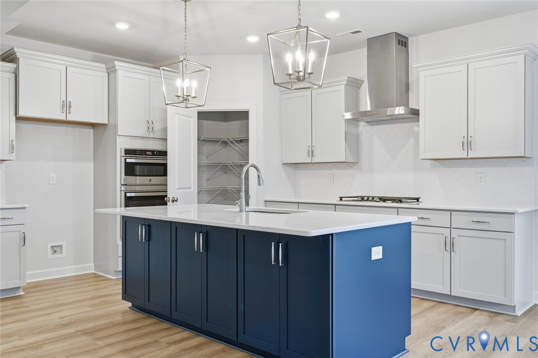 19018 Palisades Ridge Moseley, VA 23120 - Photo 4 of 37 a kitchen with kitchen island granite countertop a sink cabinets and stainless steel appliances