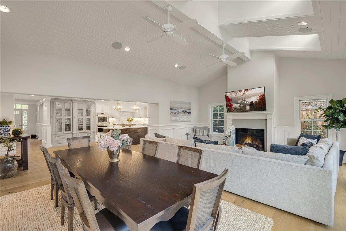 593 Sleeper Avenue Mountain View, CA 94040 - Photo 11 of 56 a view of a dining room with furniture and a fireplace