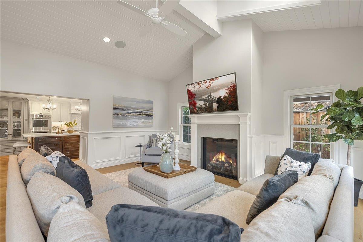 593 Sleeper Avenue Mountain View, CA 94040 - Photo 13 of 56 a living room with furniture and a fireplace