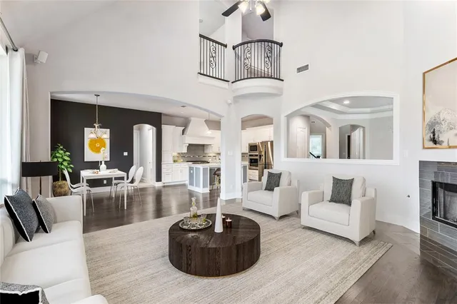 a living room with furniture