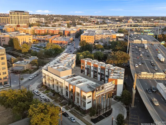 an aerial view of a city