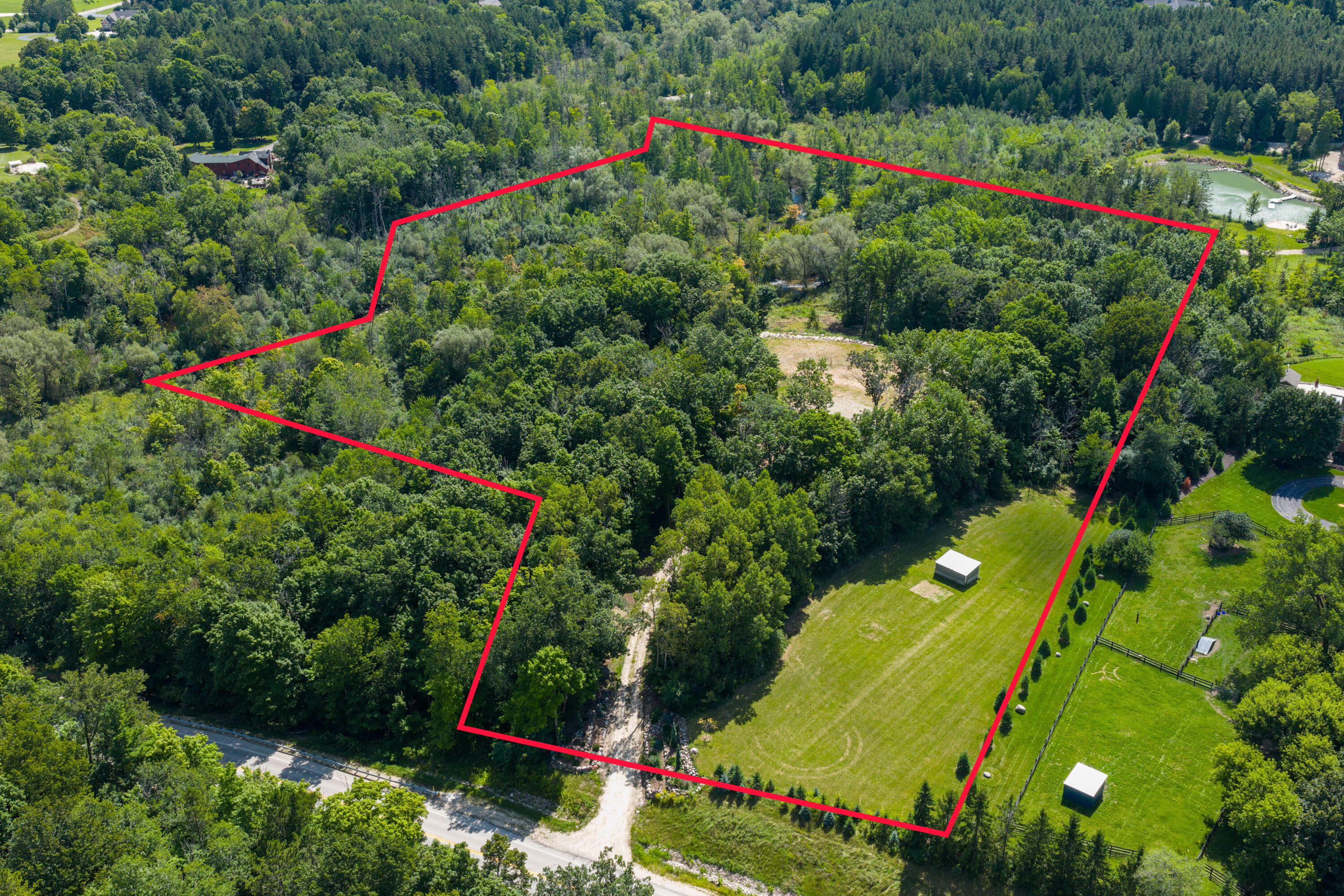 3811 County Highway Slinger, WI 53086 - Photo 13 of 21 Lot line drone photo