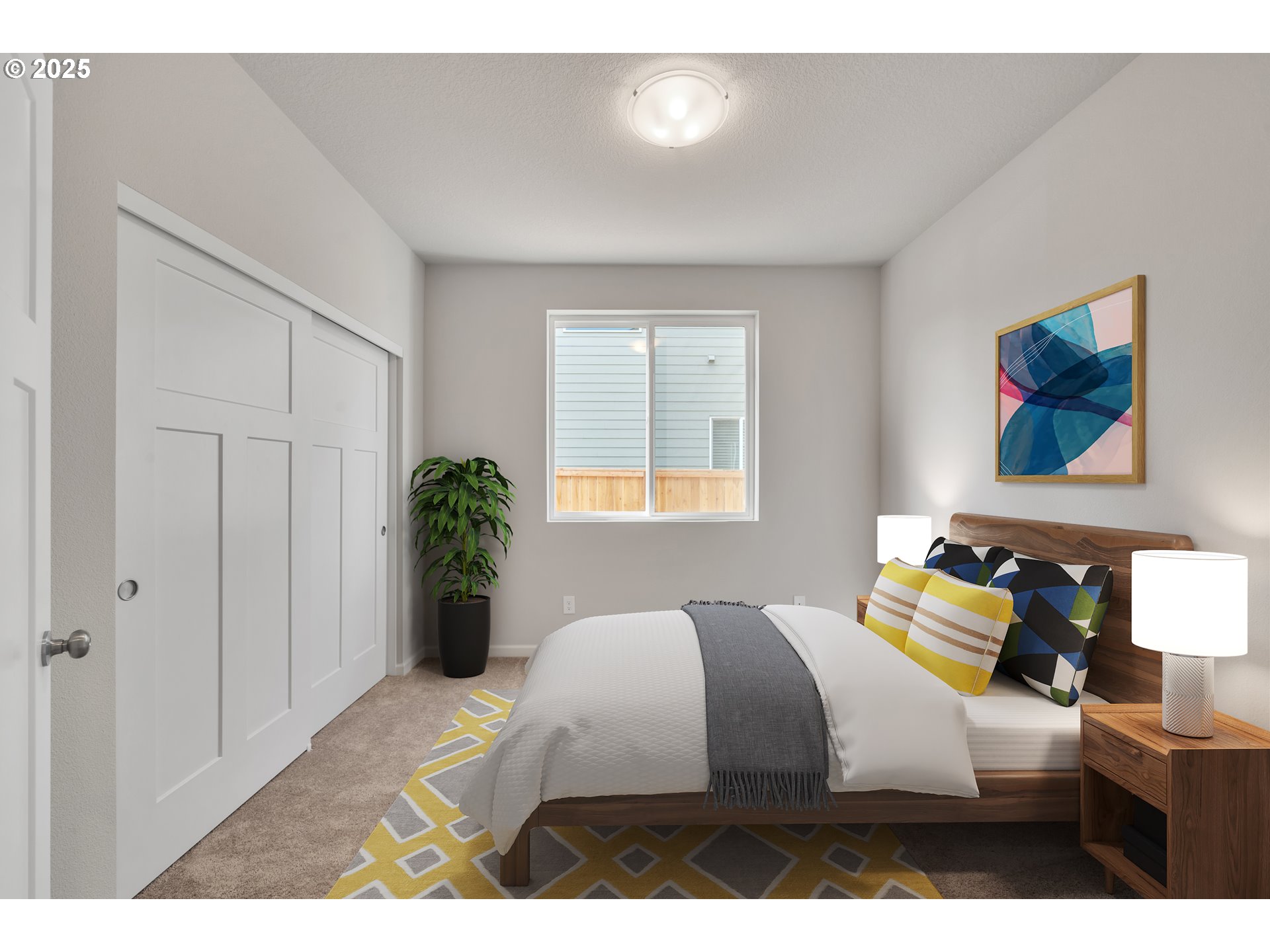 Undisclosed Address Albany, OR 97322 - Photo 23 of 42 a bedroom with a bed and a painting on the wall