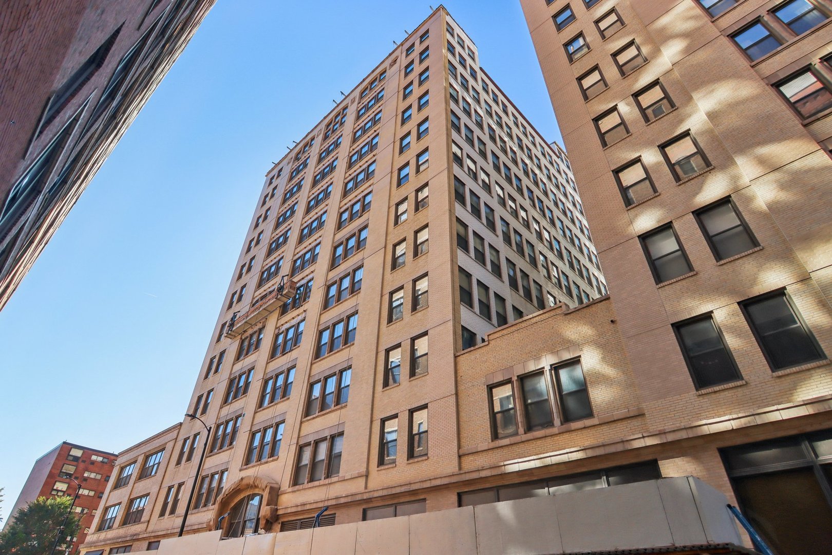 a front view of a building