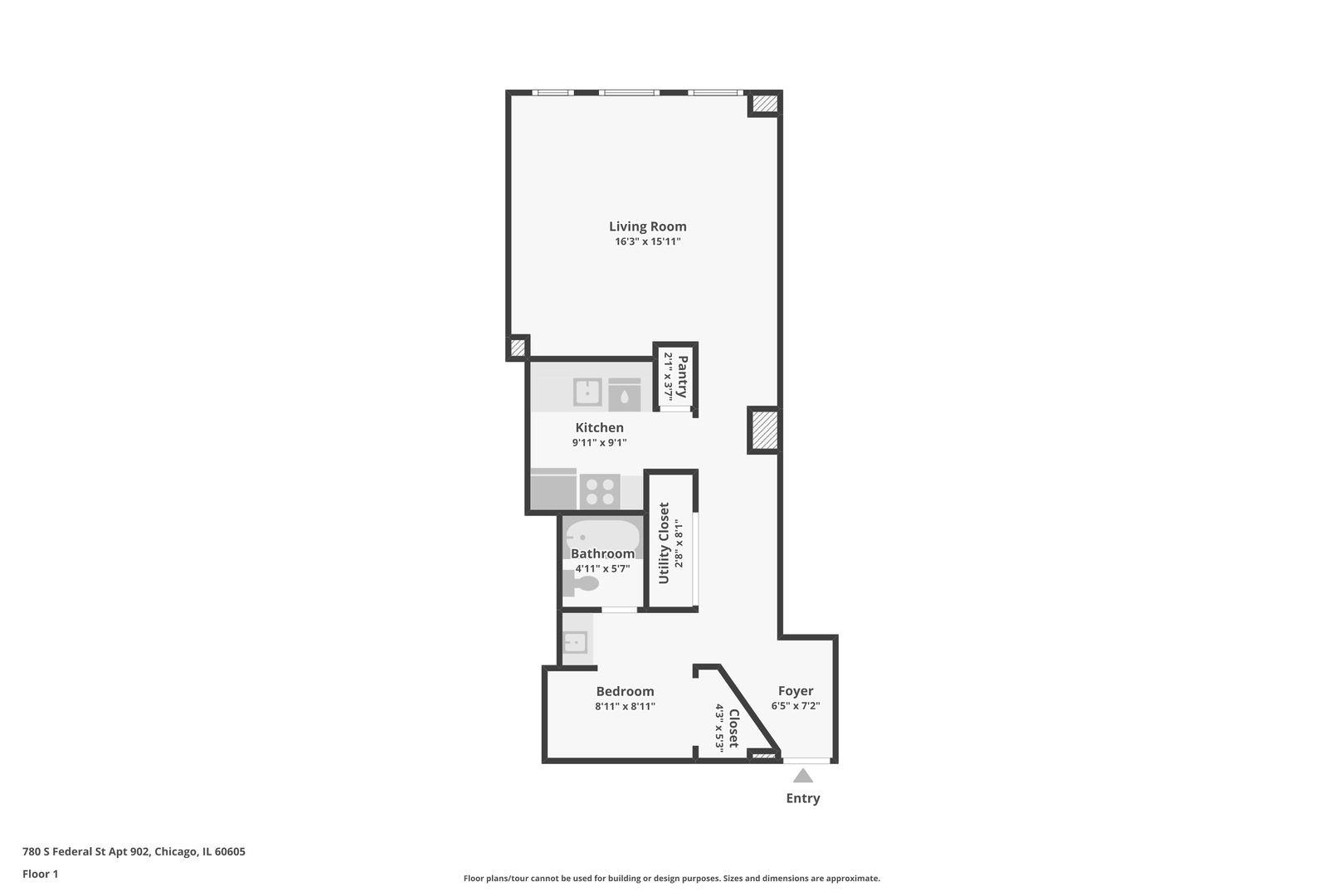 780 South Federal Street, Unit 902 Chicago, IL 60605 - Photo 28 of 28 a picture of a room with a floor plan