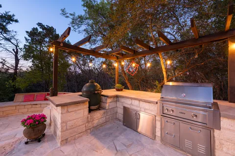 a view of outdoor space with seating