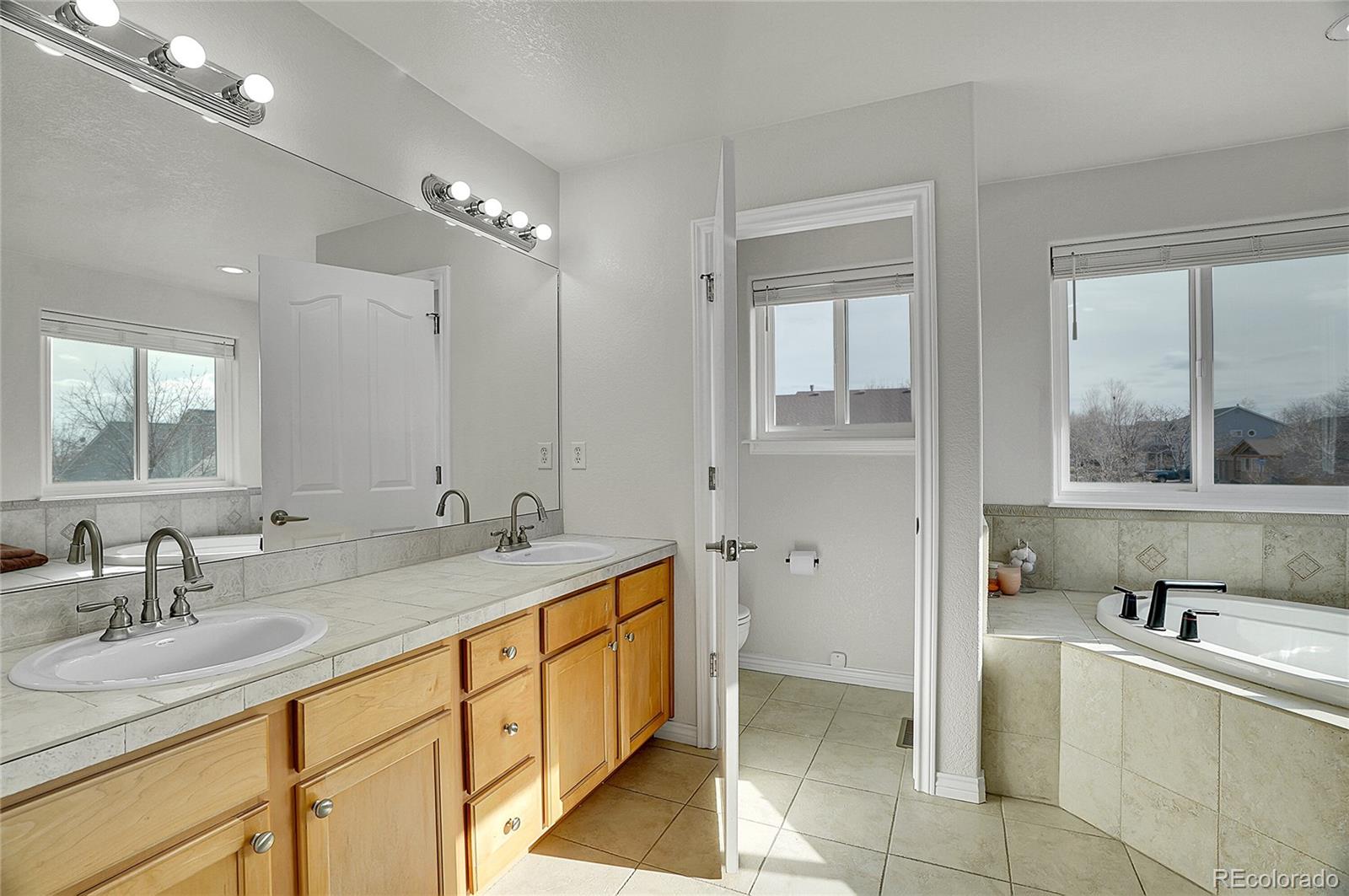 3406 Purcell Street Brighton, CO 80601 - Photo 24 of 50 a bathroom with a granite countertop sink mirror and bathtub