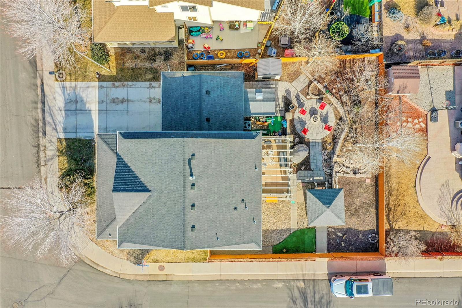 3406 Purcell Street Brighton, CO 80601 - Photo 43 of 50 an aerial view of a house with a swimming pool