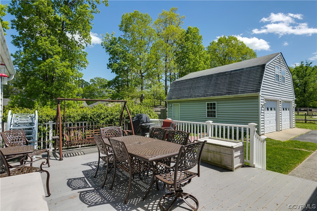 11606 Genito Road Midlothian, VA 23112 - Photo 40 of 48 a view of a patio with a table chairs and a garden