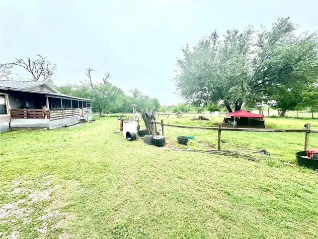 a view of a backyard with a garden and plants