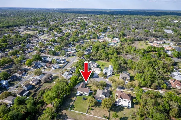 an aerial view of a house