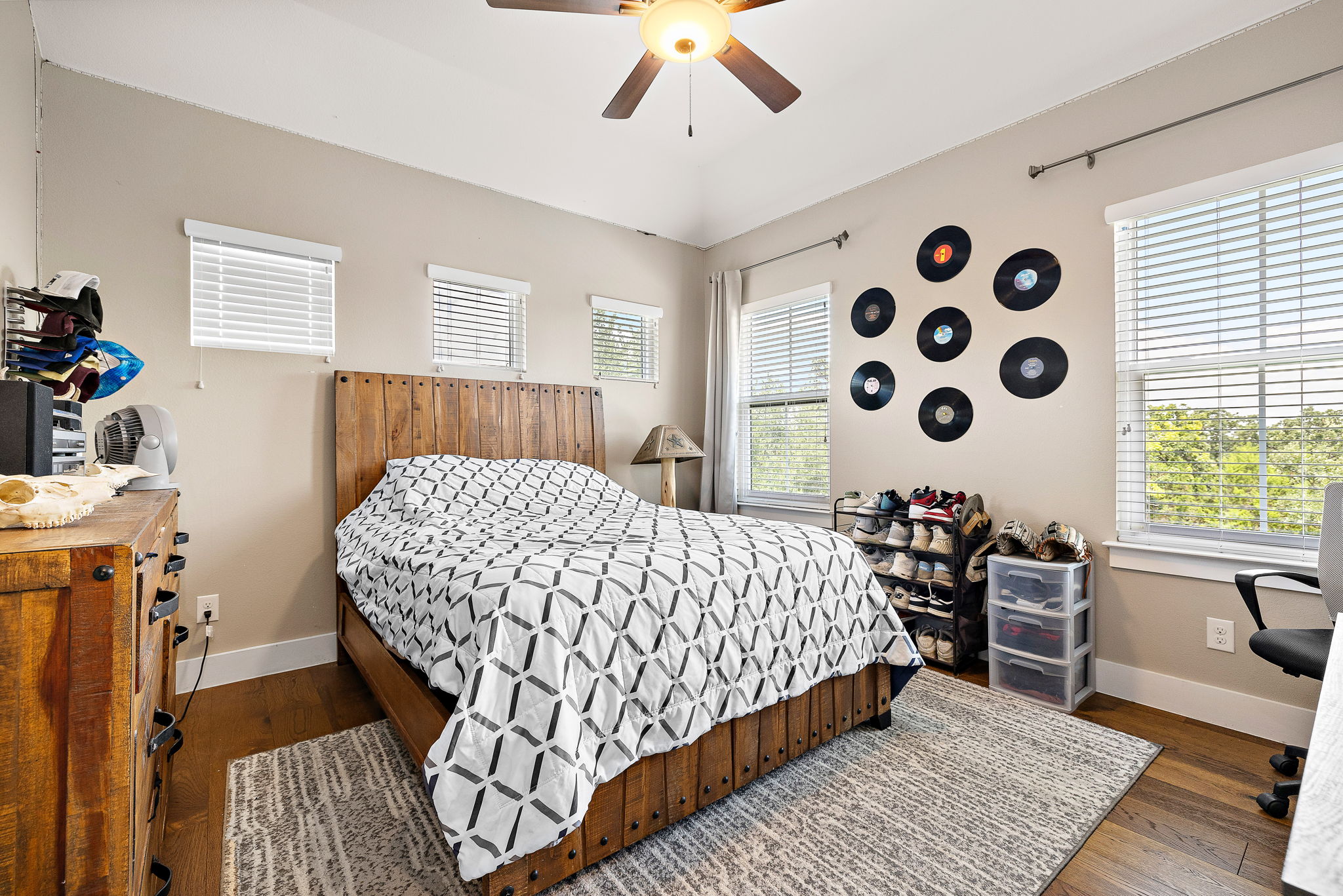 117 Covington Cove Georgetown, TX 78628 - Photo 27 of 40 Bedroom with wood finished floors and ceiling fan