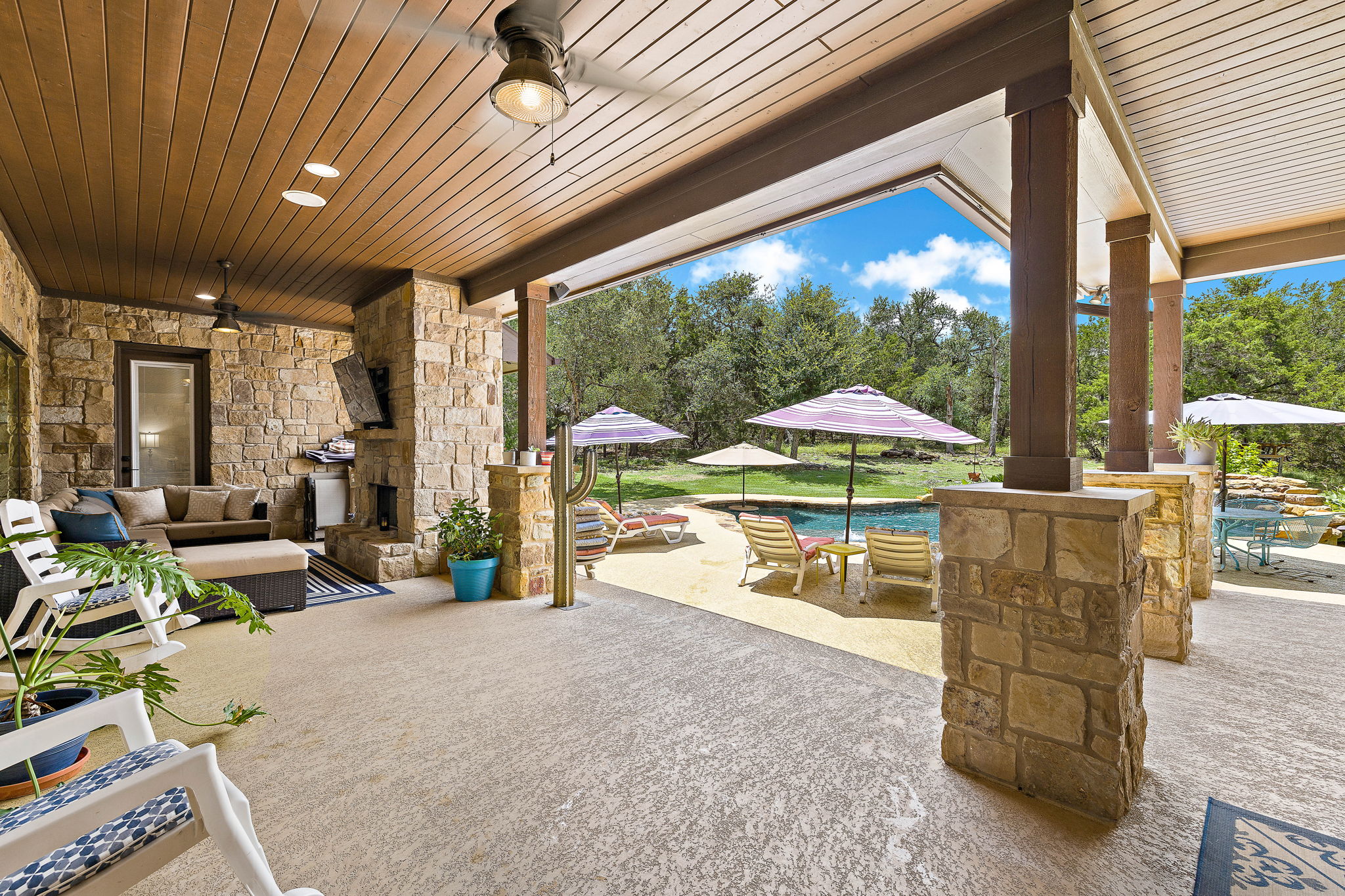 117 Covington Cove Georgetown, TX 78628 - Photo 36 of 40 View of patio / terrace with a ceiling fan, outdoor lounge area, and an outdoor pool