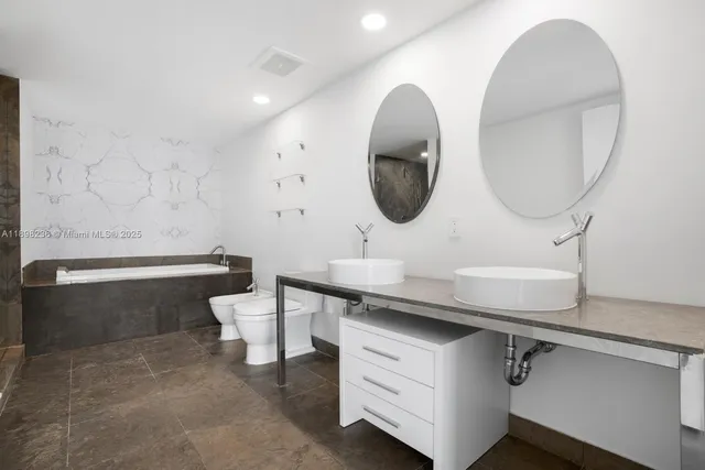 a bathroom with a bathtub