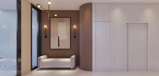 a white bath tub sitting next to a bathroom