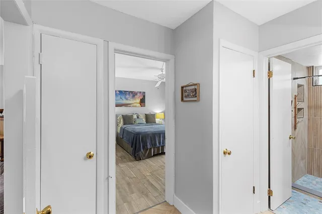 a room that has a bed in it