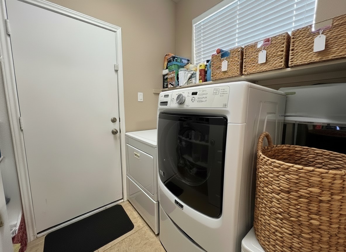 17705 Mahonia Lane Elgin, TX 78621 - Photo 28 of 37 Laundry and food pantry area with washer and dryer included! Garage entry to left.