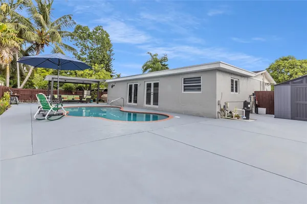 a view of a house with a patio