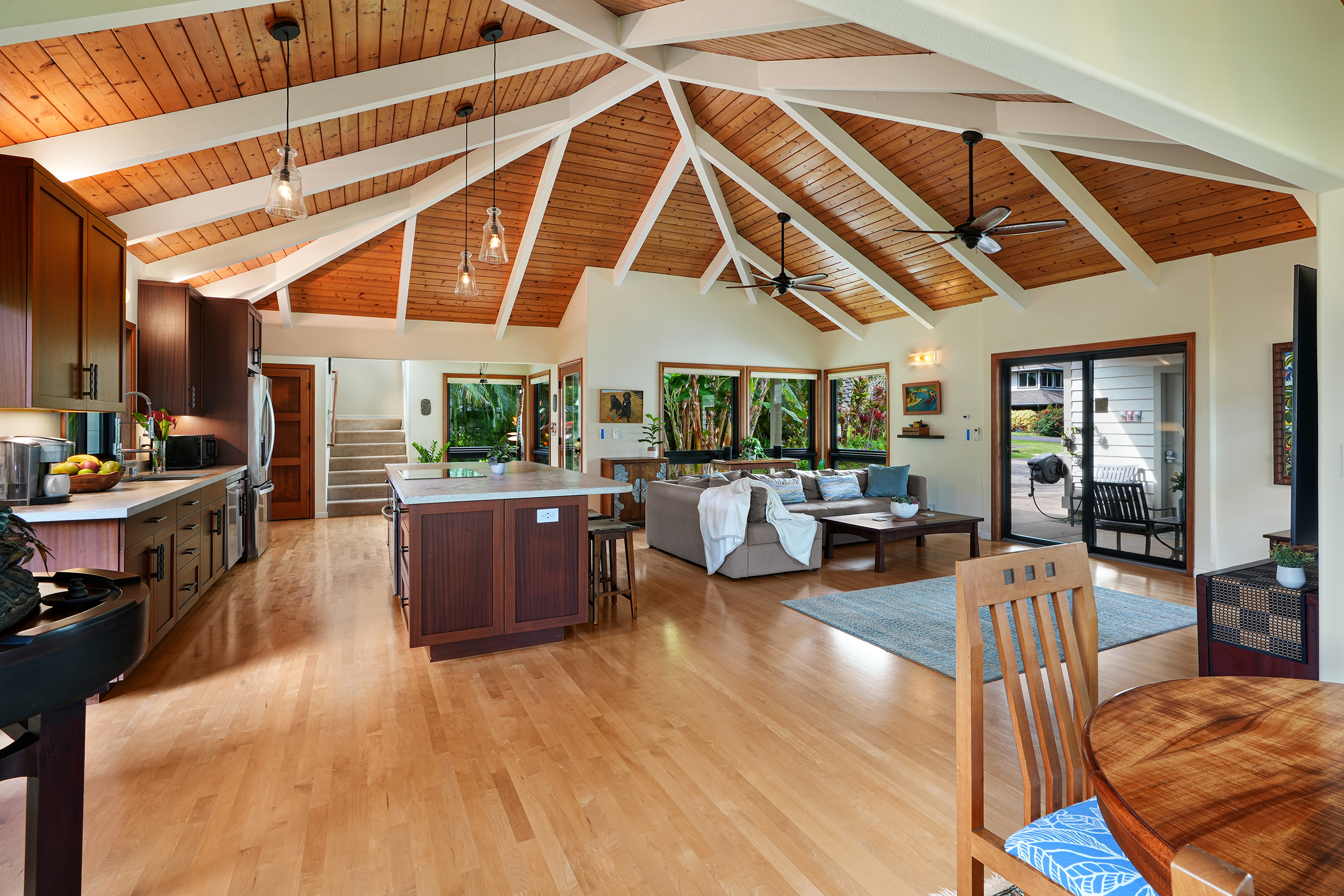 3667 Albert Road Princeville, HI 96722 - Photo 4 of 25 a living room with furniture and kitchen view