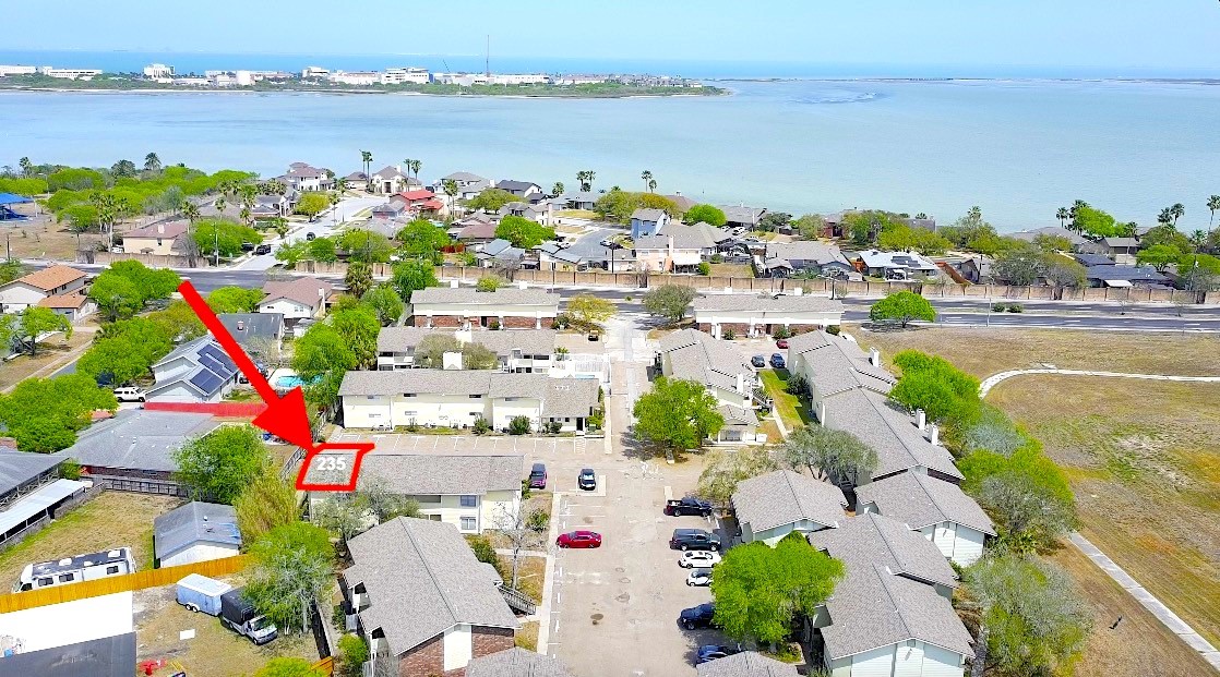 a view of a city and ocean view