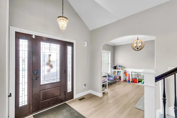 a view of an entryway with stairs