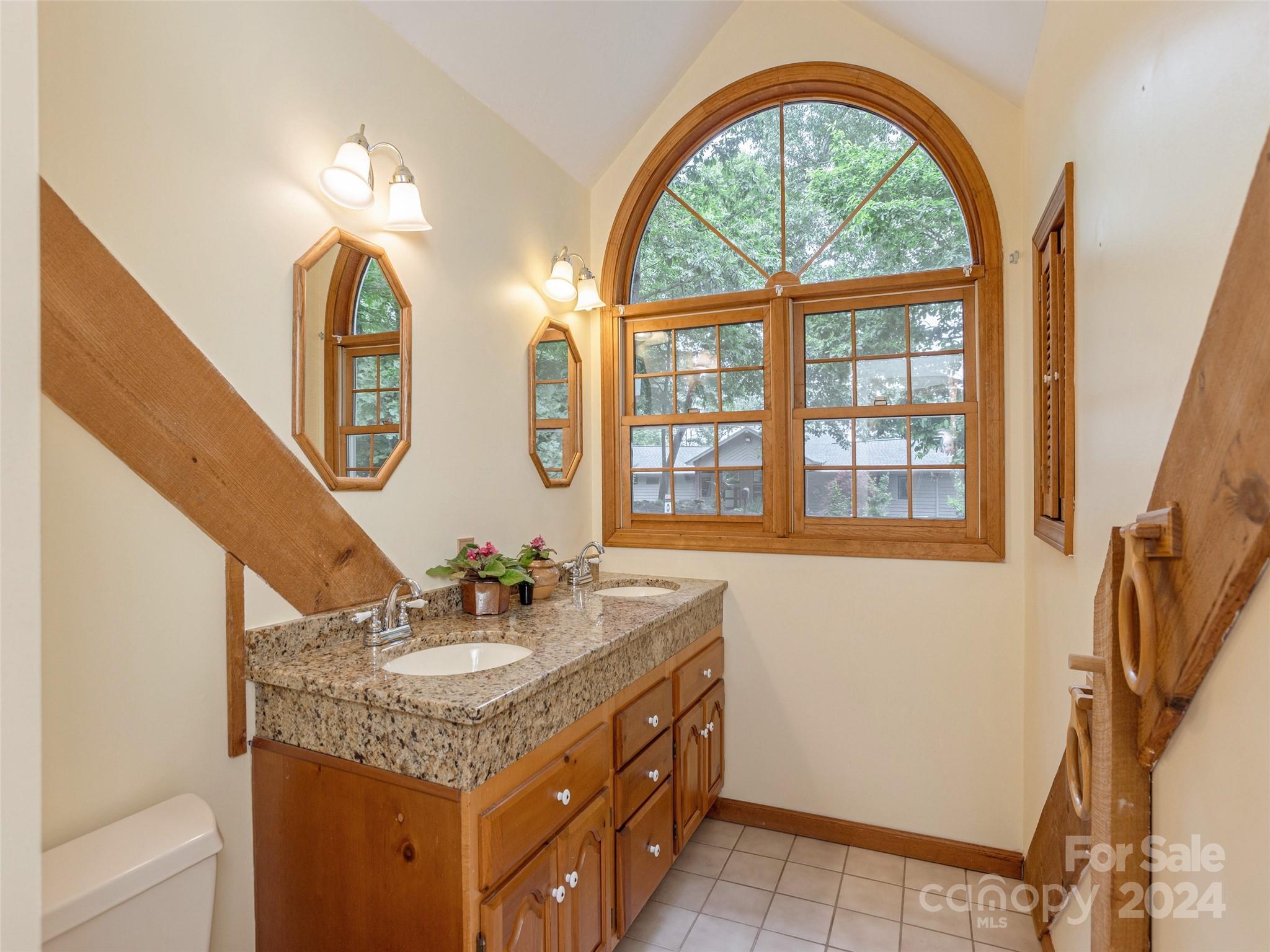 28 Chestnut Ridge Road, Unit 228 Mills River, NC 28759 - Photo 24 of 48 a bathroom with a granite countertop double vanity sink and a mirror