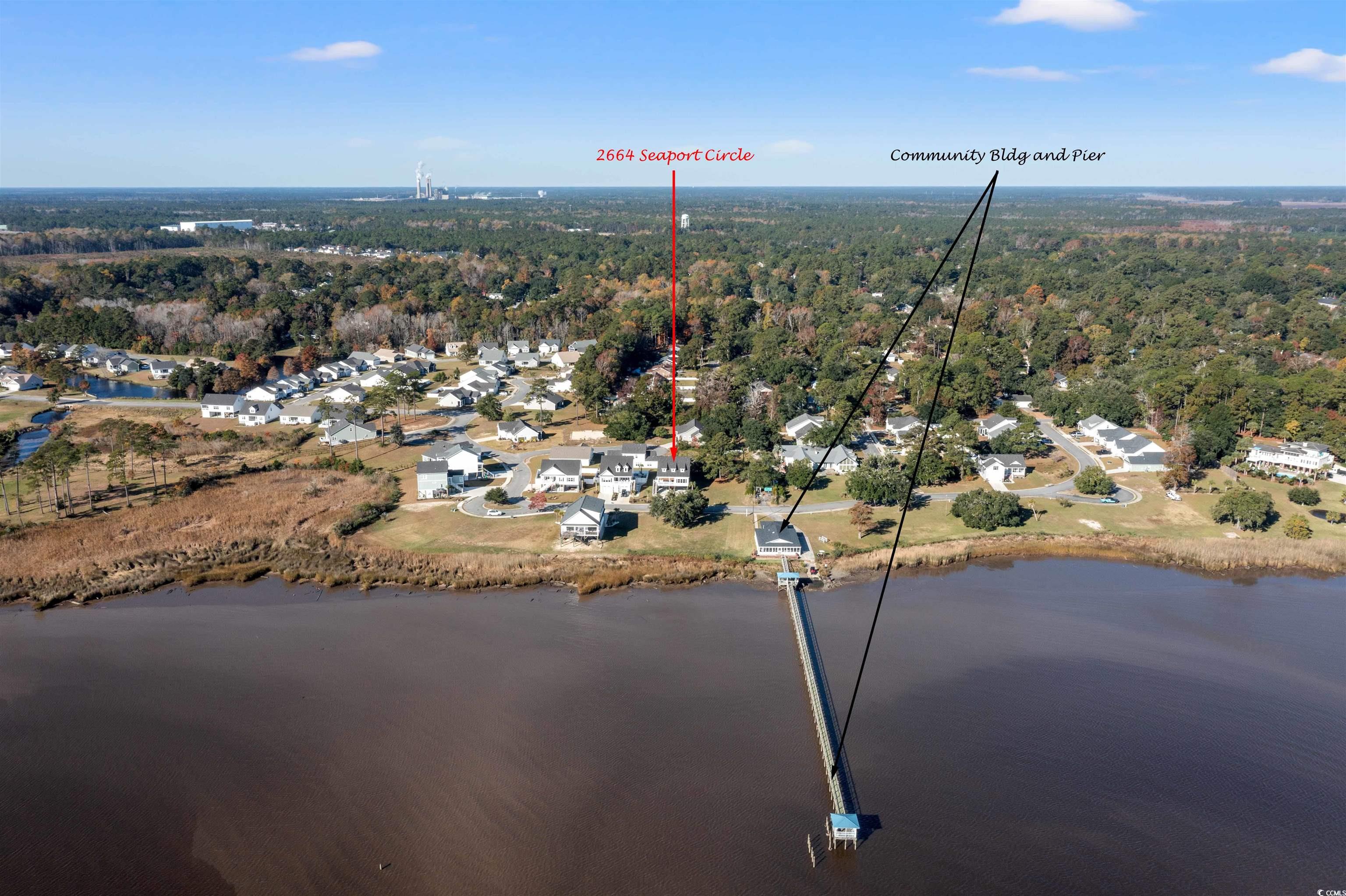 2664 Seaport Circle Georgetown, SC 29440 - Photo 39 of 40 Aerial view of property's location with a nearby body of water and nearby suburban area